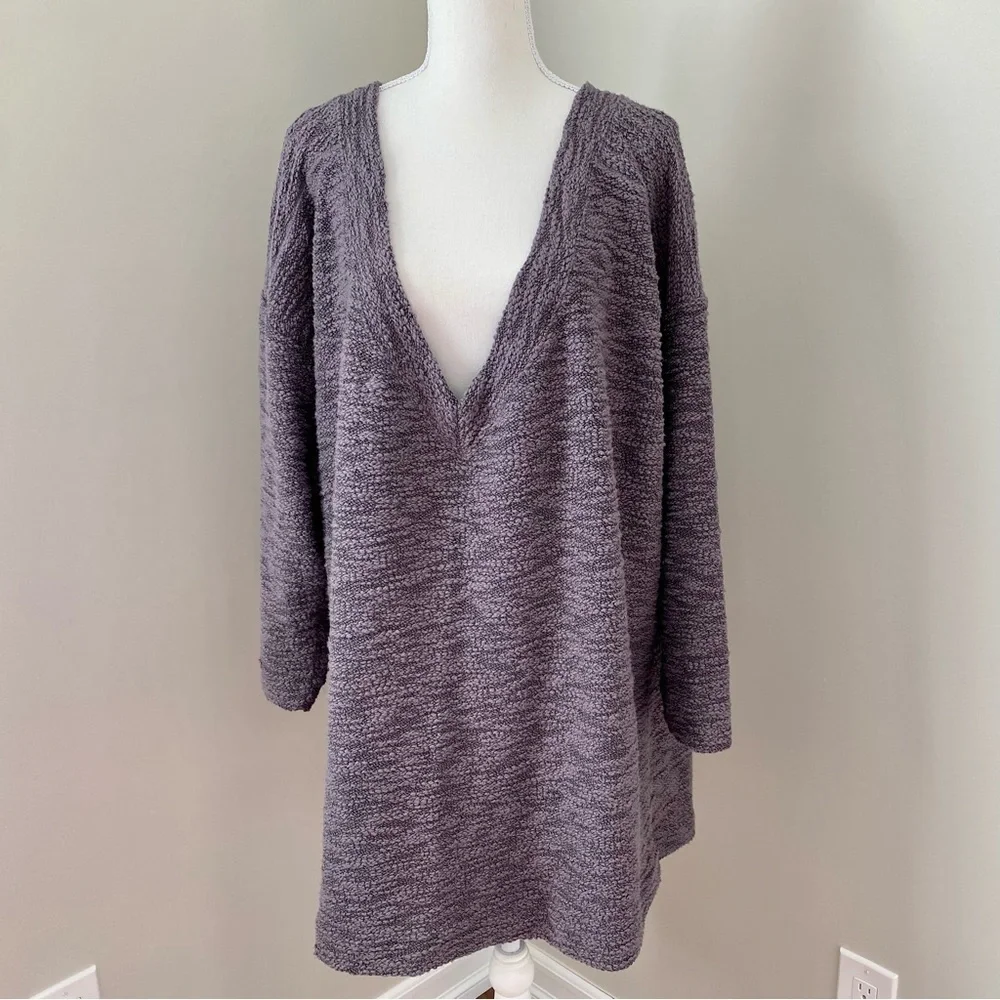 Free People FP Beach Oversized Sweater Tunic Brown-ish Gray Blend M/L